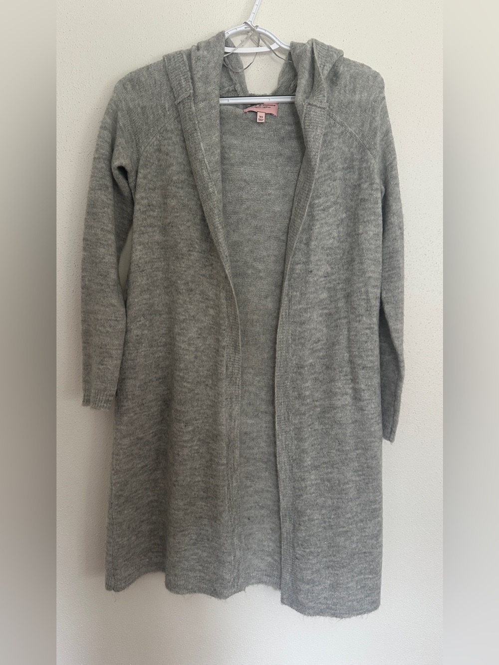 Juicy Couture Gray Hooded Longline Open Front Cardigan Sweater XS